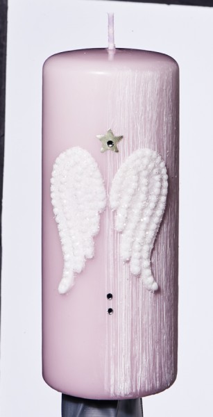 Kerze Engelsflügel rosé